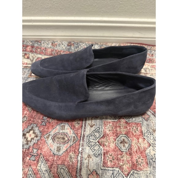 Vince‎ Suede Loafers Navy Blue Square Toe Slip On Flats Women's Size 7.5 - Picture 3 of 6
